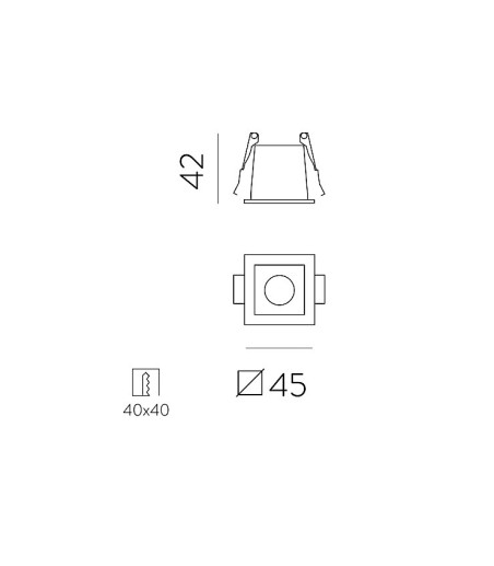 Mini empotrable LED INVISIBLE cuadrado 3W - ACB - 45x45
