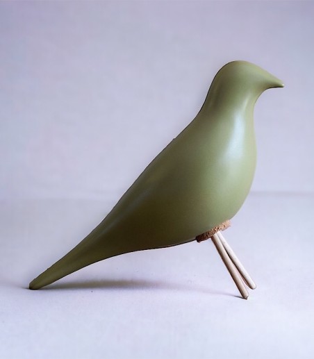 Pájaro cerámico verde mate - VP Interiorismo
