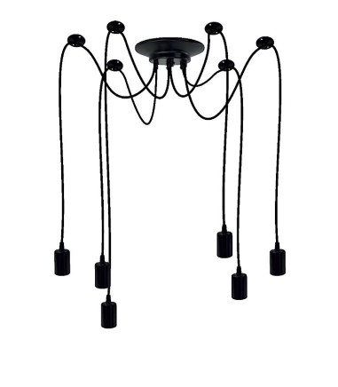Lámpara de techo araña vintage-industrial 6 luces MD4650-BK - Ineslam