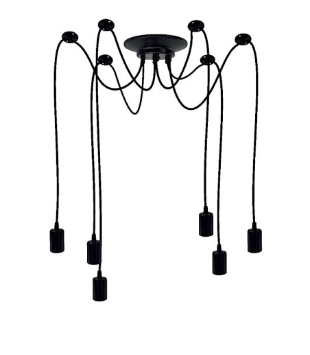 Lámpara de techo araña vintage-industrial 6 luces MD4650-BK - Ineslam