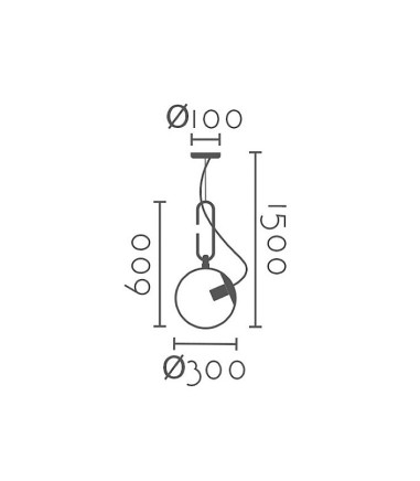 Dimensiones Lámpara colgante globo transparente Ø30cm MD2417 - Ineslam