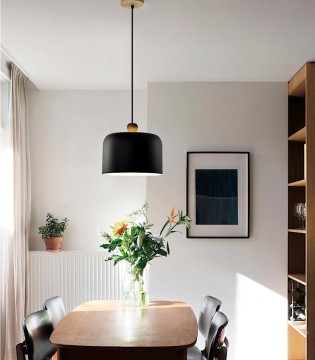 Lámpara colgante 1 luz MD4614-BK negro - Ø30 cm - Ineslam 2