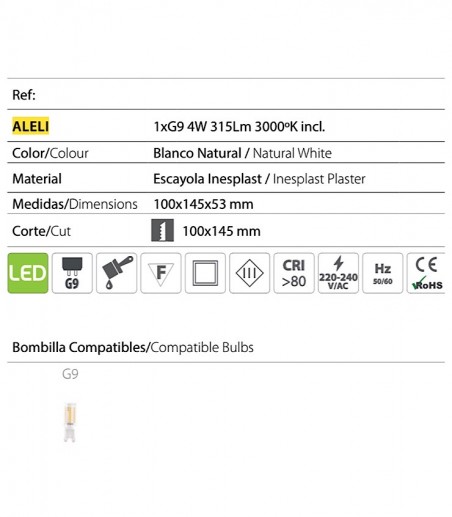 Empotrable pared invisible Aleli escayola G9 - Ineslam - 100x145