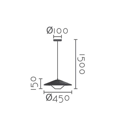 Dimensiones Lámpara de techo ratán MD1093-NAT Ø45 cm - Ineslam