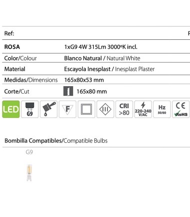 Empotrable pared escayola Rosa G9 -...