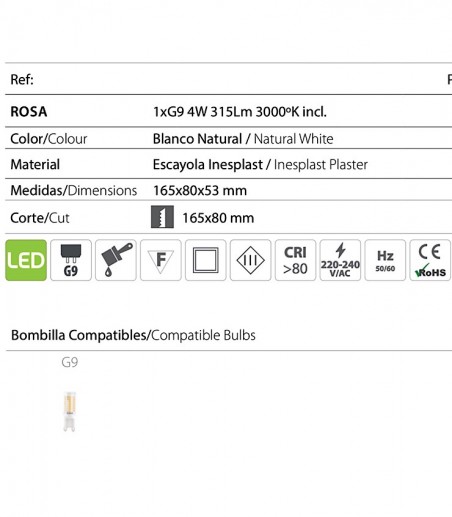 Empotrable pared escayola Rosa G9 - Ineslam - 165x80