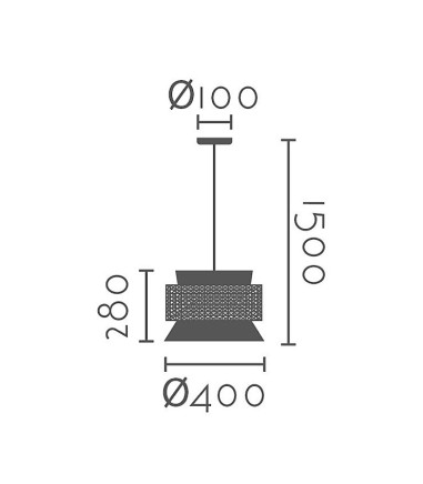 Dimensiones Lámpara de techo ratán y textil MD4642-BK Ø40 cm - Ineslam