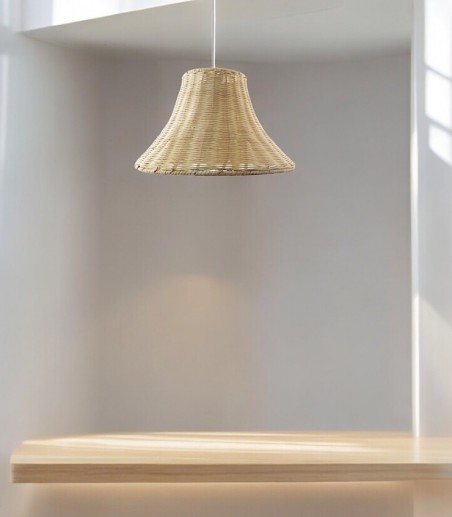 Lámpara de techo mimbre natural Petunia - Ineslam - Ø35 cm