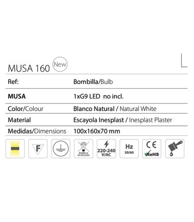 Características Aplique de pared invisible escayola Musa 160 - Ineslam