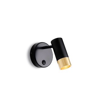 Aplique de pared dormitorio foco orientable GU10 MB6125-BKG negro/oro  - Ineslam