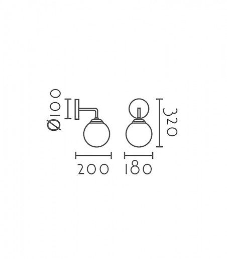 Dimensiones Aplique de pared tulipa globo cristal MB3199-GD - Ineslam