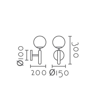 Dimensiones Aplique de pared dorado con globo cristal MB4652-GD - Ineslam
