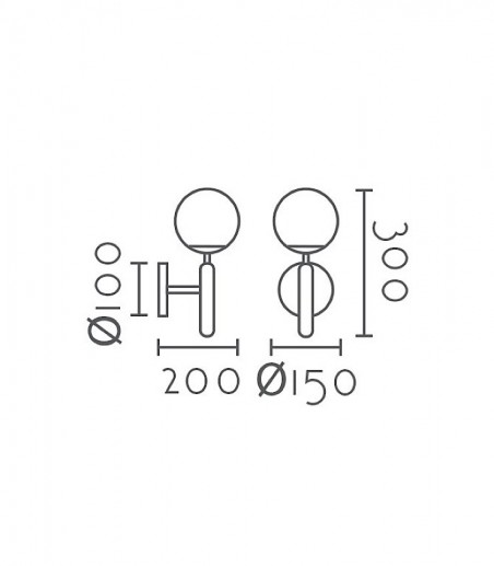 Dimensiones Aplique de pared dorado con globo cristal MB4652-GD - Ineslam