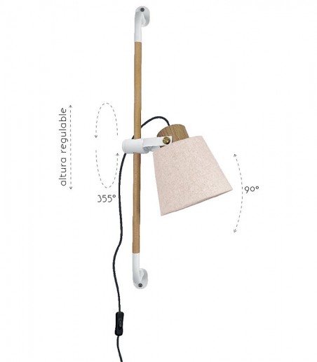 Aplique de pared altura regulable con pantalla MB2272-WH - Ineslam