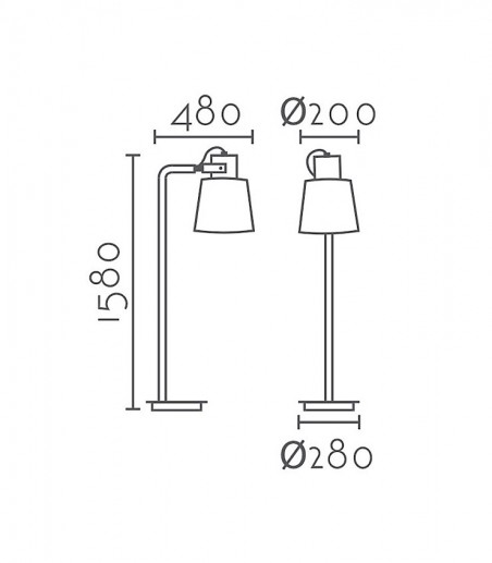 Dimensiones Lámpara pie pantalla beige orientable ML2274-WH - Ineslam