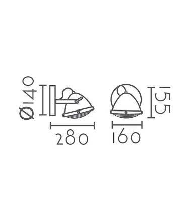 Dimensiones Aplique de pared foco orientable vintage MB6175 - Ineslam