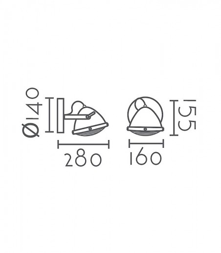 Dimensiones Aplique de pared foco orientable vintage MB6175 - Ineslam