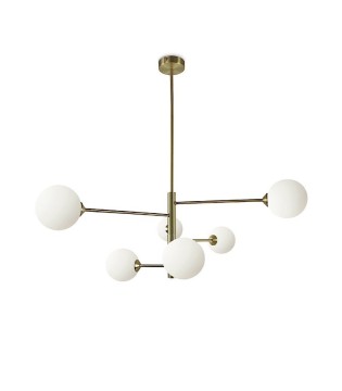 Lámpara de techo 6 tulipas de globo MD4620-GD DORADO - Ineslam
