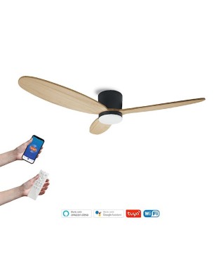 Ventilador de techo con aspas largas, comprar con LED, WIFI, TUYA, VE1402-BK negro - Ineslam