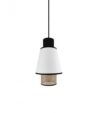 Lámpara colgante ratán y textil MD4644-WH Ø25 cm - Ineslam