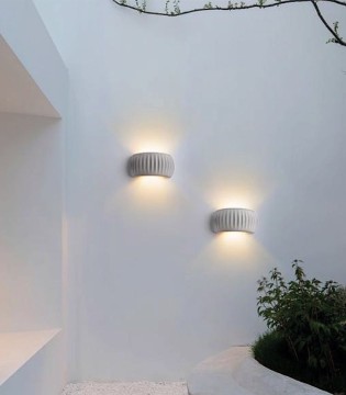 Aplique pared Ineslam de cemento estrías - MB5036-WH - LED 5+5W 2