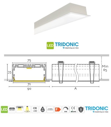 Características Perfil empotrable con sistema LED lineal PRO IN90M - Ineslam