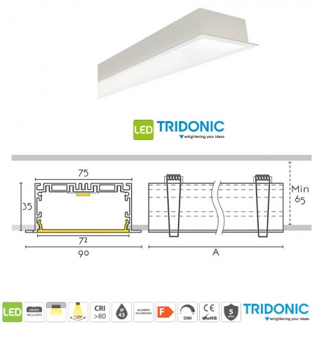 Características Perfil empotrable con sistema LED lineal PRO IN90M - Ineslam