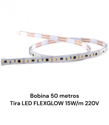 Tira LED 220v FlexGlow 15W/m IP65 rollo 50m - Maslighting