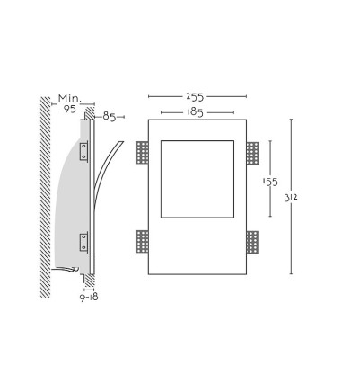 Dimensiones: Empotrable pared invisible Sefora escayola G9 - Ineslam - 255x312