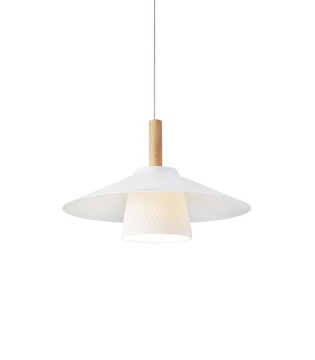 Lámpara colgante con porcelana y madera MD6122-WH - Ineslam