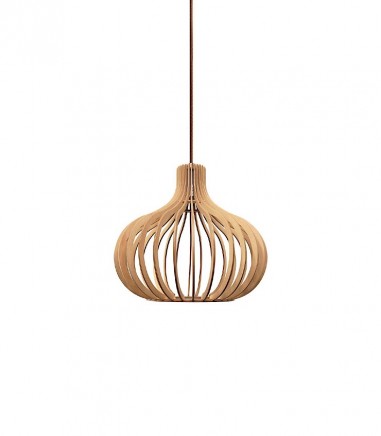 Lámpara techo madera colgante Ficus Ø35 - Ineslam