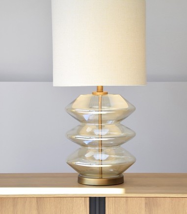 Lámpara de mesa salón ZIG ZAG ámbar - VP Interiorismo