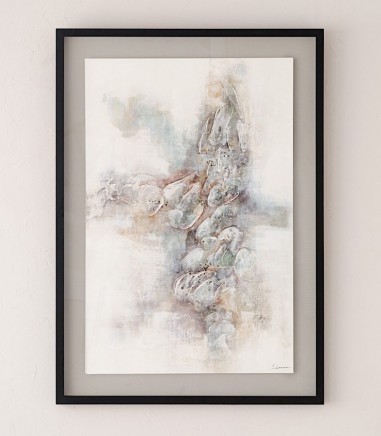 Cuadro abstracto Niebla N1 blanco verde 100X140 - VP Interiorismo