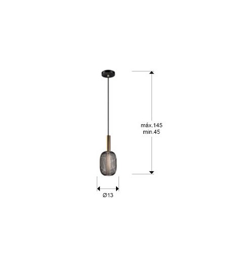 Dimensiones Lampara colgante Micron 1 luz oro/negro - Schuller