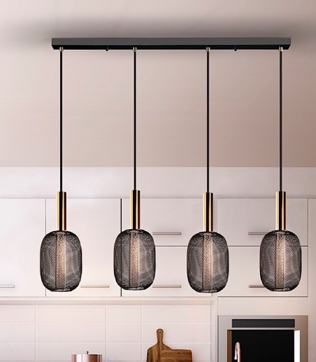 Lámpara LED lineal  de techo Micron 4L oro/negro 413794 - Schuller