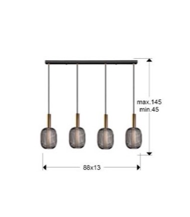 Dimensiones Lampara lineal Micron 4L oro/negro 413794 - Schuller