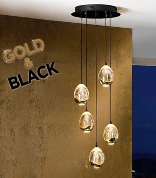 Lámpara techo Rocio 5L negro-oro - Schuller 2