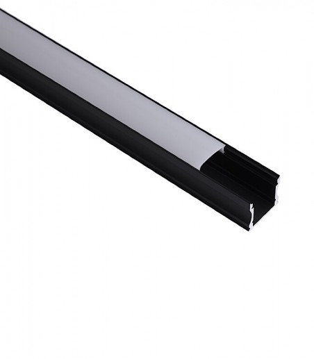 Perfil tira negro LED superficie alto: 15.3 mm - largo: 2 metros 7393 - Mantra