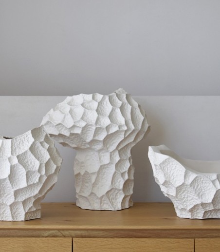 Jarrón decorativo cerámica Lunar XL blanco alto - VP Interiorismo