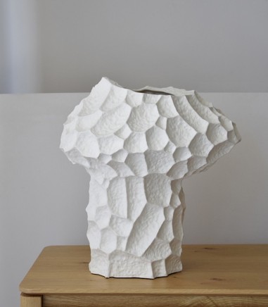 Jarrón decorativo cerámica Lunar XL blanco alto - VP Interiorismo