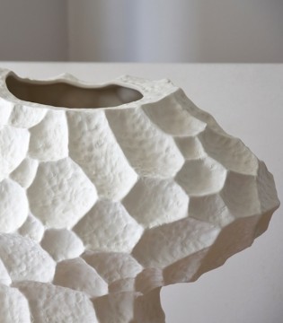 Jarrón decorativo cerámica Lunar XL blanco alto - VP Interiorismo 2