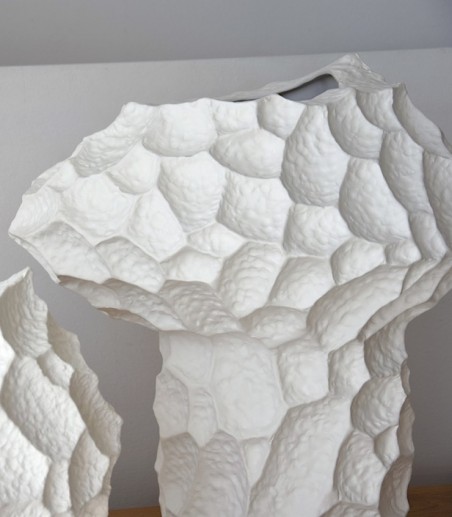 Jarrón cerámica Lunar XL blanco alto - VP Interiorismo
