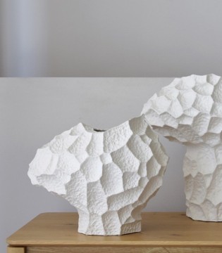 Jarrón cerámica Lunar XL blanco bajo - VP Interiorismo 2