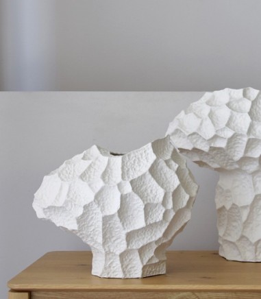 Jarrón cerámica Lunar XL blanco bajo - VP Interiorismo