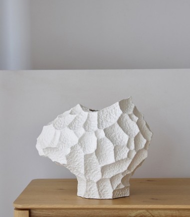 Jarrón cerámica Lunar XL blanco bajo - VP Interiorismo
