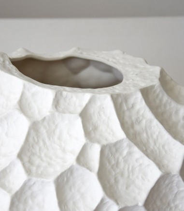 Jarrón cerámica Lunar XL blanco bajo - VP Interiorismo