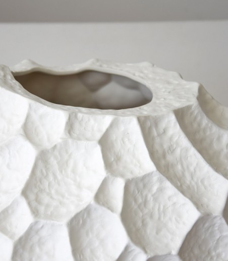 Jarrón cerámica Lunar XL blanco bajo - VP Interiorismo