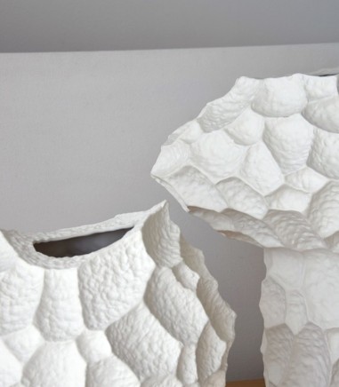 Jarrón cerámica Lunar XL blanco bajo - VP Interiorismo