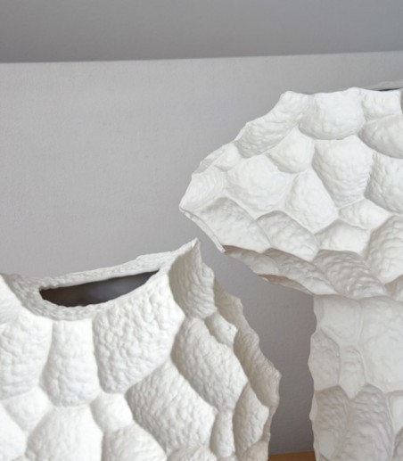 Jarrón cerámica Lunar XL blanco bajo - VP Interiorismo