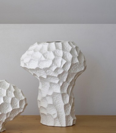 Jarrón decorativo cerámica Lunar blanco alto - VP Interiorismo